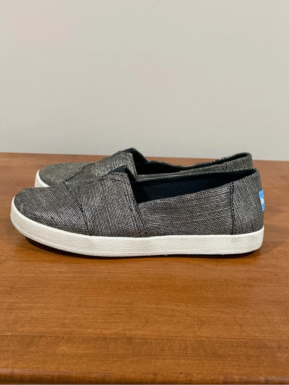 Toms Slip-On Sneakers in Charcoal and White